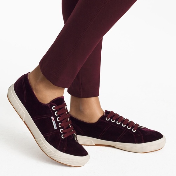Superga Shoes - Superga Burgundy Velvet Sneakers